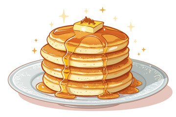 Stack Pancakes With Glowing Syrup Bold Breakf Professional Photo Great for Commercial Projects