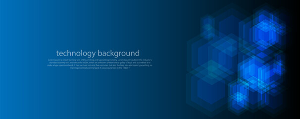 Geometric abstract background with blue hexagons. Science, technology  concept. Vector illustration