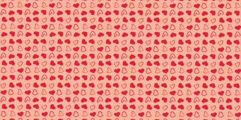 Cute love heart seamless pattern illustration. Cute romantic pink hearts background print. Valentine's day holiday, romantic wedding design.