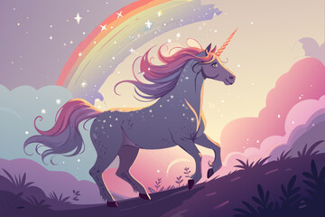 Stunning Unicorn Glowing With Rainbow Aura Bold Fantasy High-Quality Stock Image