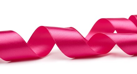 Pink satin ribbon bow decoration for a gift or celebration on a white background