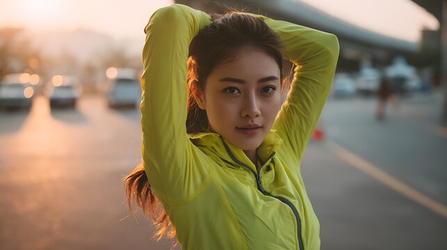 Smiling Young Woman in Sportswear Recording Video for Healthy Lifestyle Blog in a Modern Home Kitchen