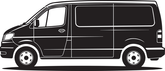 Van silhouette vector, black and white silhouette vector illustration