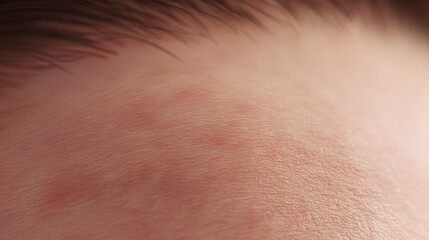 Close up of irritated skin with red rash and fine hair showing texture and inflammation