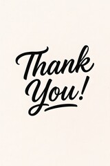 Elegant black calligraphy "Thank You" text on textured cream background, gratitude, appreciation, positive message.