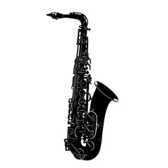 Obraz premium Vector art of detailed illustration of a saxophone, , showcasing its elegant curves and intricate keywork, a symbol of jazz music and artistic expression