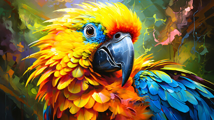 Red Macaw Parrot Wildlife Scene from Tropical Forest Beautiful Parrot on Green Tree Tree in Natural Habitat