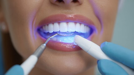 Teeth Whitening Procedure with LED Light – Cosmetic Dentistry and Dental Care Treatment