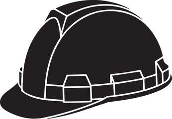 Construction helmet silhouette vector, black and white silhouette vector illustration