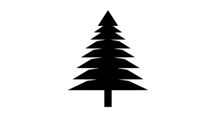 Fototapeta premium Vector art of a black silhouette of a coniferous tree, showcasing its triangular shape and layered branches, commonly associated with evergreen forests