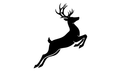 Obraz premium Vector art of silhouette of a leaping deer, showcasing its powerful legs and majestic antlers, symbolizing grace, agility, and the beauty of wildlife in motion