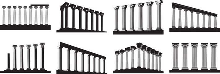 A set of Column silhouettes vector illustration