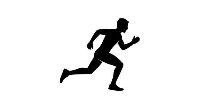 Vector art of silhouette of a runner showcases a dynamic pose, symbolizing speed, agility, and the pursuit of fitness, ideal for sports and healthrelated themes
