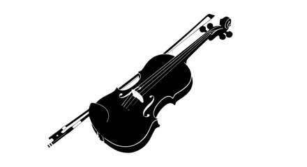 Obraz premium Illustration of a black violin, a stringed instrument known for its elegant design and rich sound, commonly used in classical music and orchestras