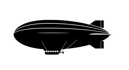 Vector art of a classic blimp soars through the sky, a symbol of vintage aviation and exploration, the airships silhouette is a reminder of a bygone era