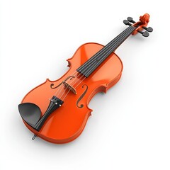 Fototapeta premium Orange Violin On White Background