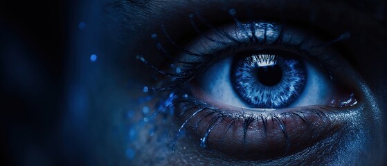 Blue eye and an abstract representation of high speed digital internet.	