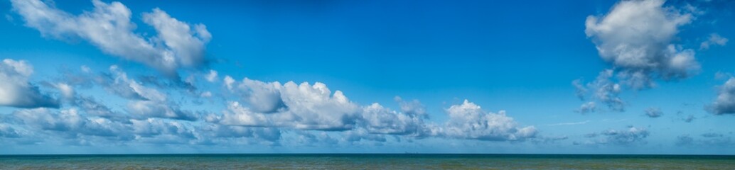 Panoramic beautiful seascape  with cloud on a sunny day.