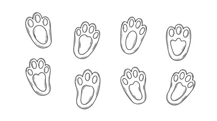 Set of hand drawn easter bunny paw prints perfect for spring themed designs and childrens projects vector