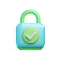 Secure Padlock With Checkmark 3D Icon