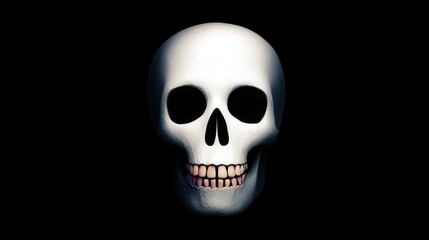 Skull isolated on black background with eerie lighting effect