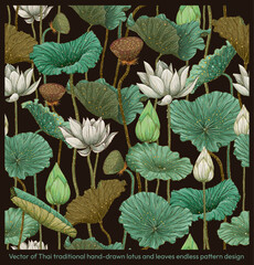 Thai Lotus Seamless Pattern