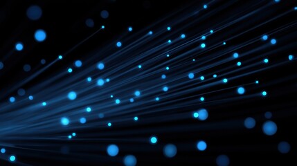 Obraz premium Blue Particles and Light Rays on a Dark Background Creating an Abstract and Dynamic Atmosphere for Technology and Science Themes