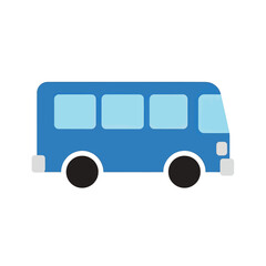 Blue bus illustration with windows and wheels, suitable for transportation-related projects.