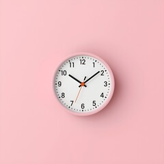 Minimalist Pastel Pink Wall Clock White Face