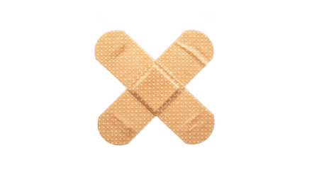 Two adhesive bandages crossed symbolizing care protection first aid and healing supplies