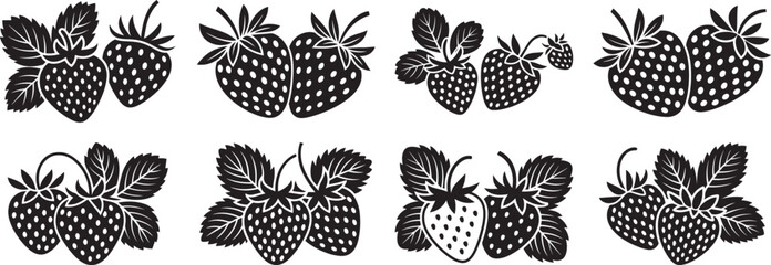 Stawberry fruit silhouette vector illustration