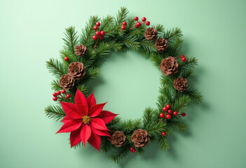 Christmas Wreath with Poinsettia