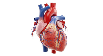 Realistic human heart anatomy medical model showing arteries veins chambers and valves close up