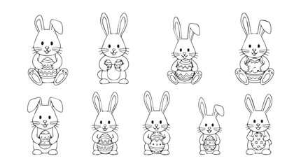 Charming hand-drawn easter bunny illustrations for festive spring decorations and greetings vector © Marzina Begum