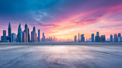 Obraz premium Dubai Skyline at Sunset from Rooftop