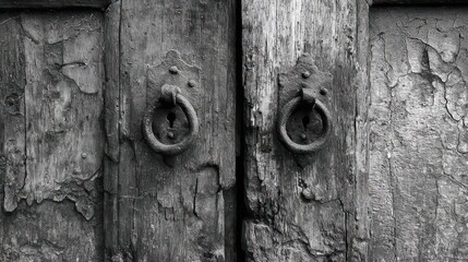 Close-up of weathered wooden doors