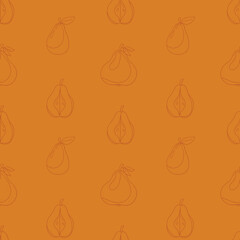 seamless pattern with fruits in warm earth tone color
