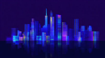 Abstract Neon Cityscape at Night