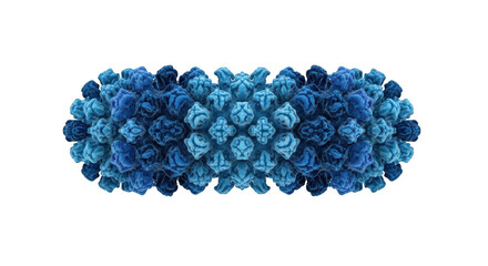 Abstract blue geometric crystal formation glowing with inner light macro photography