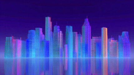 Futuristic Neon City Skyline