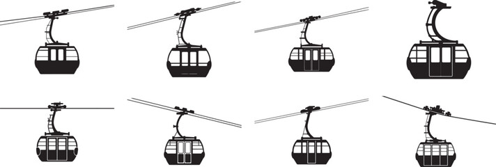 A set of cable car design silhouette vector illustration © Vector Visionary