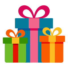 Gift Box Icon Pack _ Set of colorful gift box icons with ribbons, bows, and patterns.