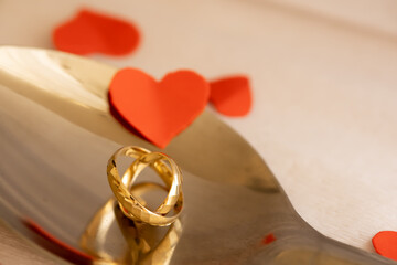 Wedding Rings on Stainless Steel Spoon &ndash; Steel Wedding Anniversary