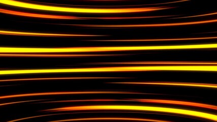 Abstract glowing orange and yellow light trails forming concentric circles on a black background energy - Powered by Adobe