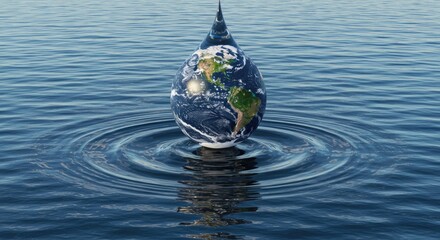 Stunning earth globe in a water drop creating ripples conveys environmental awareness, making it perfect for campaigns about sustainability and conservation