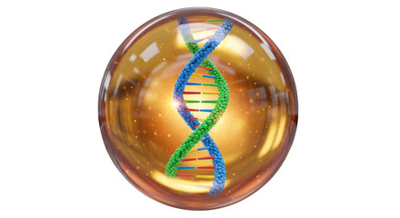 Abstract dna helix symbol encased in golden orb science medical genetic research concept