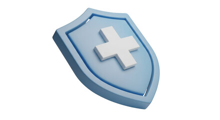 Digital shield icon with medical cross symbol representing health and protection