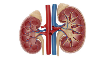 Detailed cross-sectional anatomy of the human kidney showing renal artery vein and structures