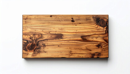 Minimalist wooden signboard, wood texture, isolated on white backdrop, product mock-up