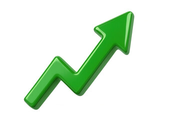 Green 3d arrow showing upward trend, financial growth, success, and positive market progress
